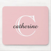 Klassiek Blush Roze Script Monogram Muismat (Voorkant)