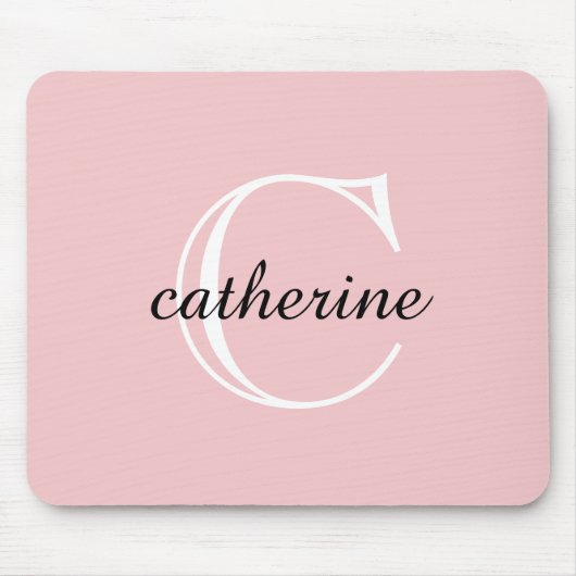 Klassiek Blush Roze Script Monogram Muismat (Voorkant)