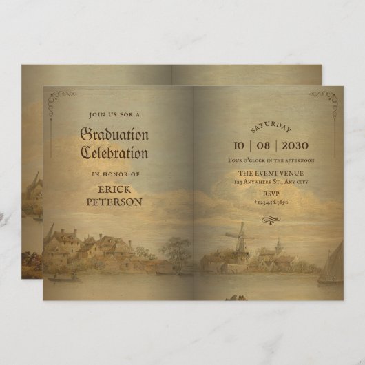 Klassiek boek afstuderen kaart (Voorkant / Achterkant)