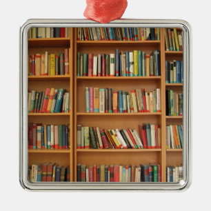 Klassiek boekenplankpatroon, boekenkast, boeken, o metalen ornament