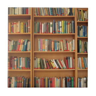 Klassiek boekenplankpatroon, boekenkast,boeken,oud tegeltje
