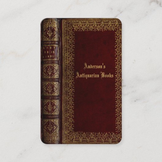 klassiek boekomhulsel visitekaartje van een antiqu (Voorkant)