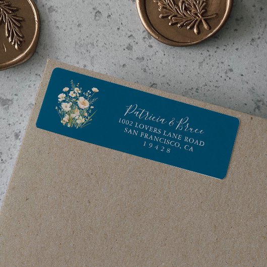 Klassiek Boho Blush Wildbloem Retouradreslabel Etiket