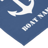 Klassiek bootanker & uw bootnaam marineblauw medium tafelloper (Hoek)