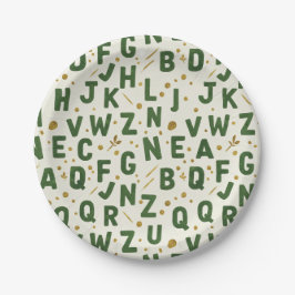 Klassiek bosgroen alfabet papieren bordje