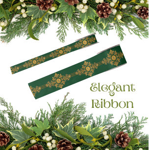 Klassiek bosgroen gouden medaillon satijnen lint
