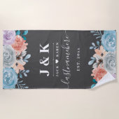 Klassiek botanisch bloemmonogram strandlaken (Voorkant)