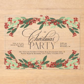 Klassiek botanisch kerstfeest acryl uitnodigingen (Voorkant)