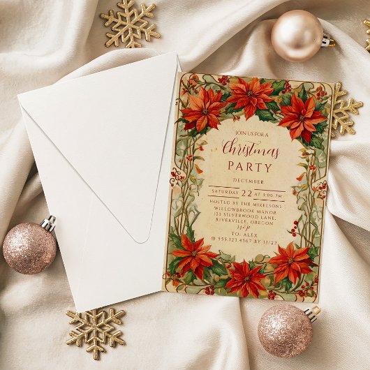 Klassiek Botanisch Kerstfeest Kaart