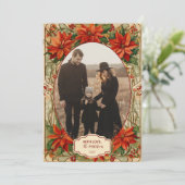 Klassiek Botanisch Kerstmis Feestdagenkaart (Staand voorkant)