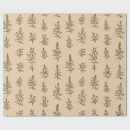 Klassiek botanisch kruidenpatroon – Neutrale bloem Cadeaupapier