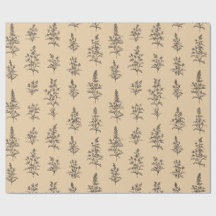 Klassiek botanisch kruidenpatroon – Neutrale bloem Cadeaupapier