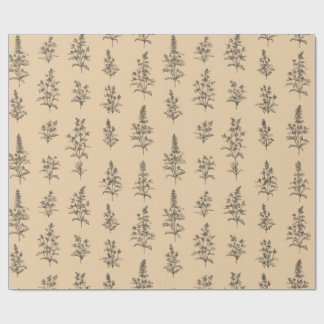 Klassiek botanisch kruidenpatroon – Neutrale bloem Cadeaupapier