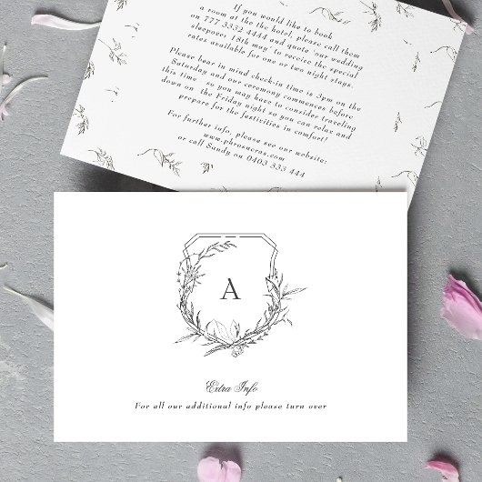 Klassiek Botanisch Monogram Crest Extra info Detai Informatiekaartje