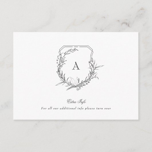 Klassiek Botanisch Monogram Crest Extra info Detai Informatiekaartje (Voorkant)