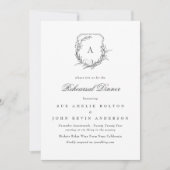 Klassiek Botanisch Monogram Crest repetitie diner Kaart (Voorkant)