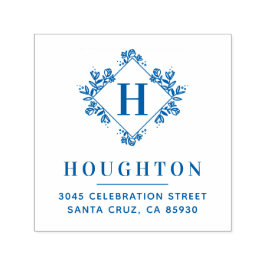 Klassiek Botanisch Monogram Retouradres Zelfinktende Stempel