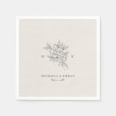 Klassiek botanisch monogram trouwen servet (Voorkant)