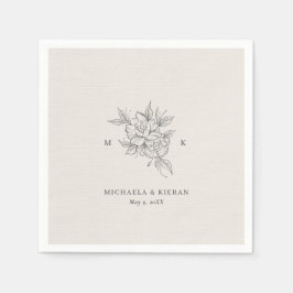 Klassiek botanisch monogram trouwen servet