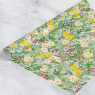 Klassiek botanisch rozen inpakpapier in zeeglas