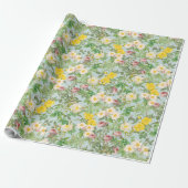 Klassiek botanisch rozen inpakpapier in zeeglas (Uitgerold)