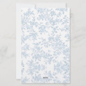 Klassiek botanisch toile monogram Frans blauw Briefpapier (Achterkant)