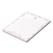 Klassiek botanisch toile monogram rode voering notitieblok (Linkerzijde)