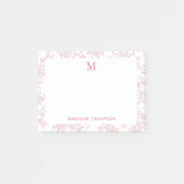 Klassiek botanisch toile monogram rood post-it® notes