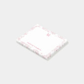 Klassiek botanisch toile monogram rood post-it® notes (Schuin)
