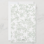 Klassiek botanisch toile monogram saliegroen briefpapier (Achterkant)