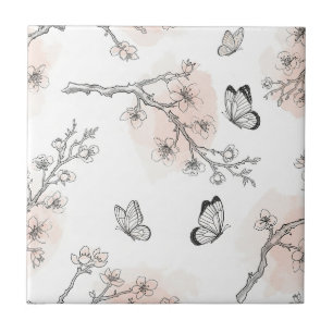 Klassiek botanisch vlinder toile patroon (10) tegeltje