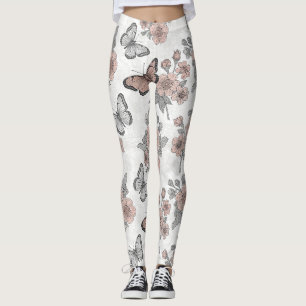 Klassiek botanisch vlinder toile patroon (1) leggings