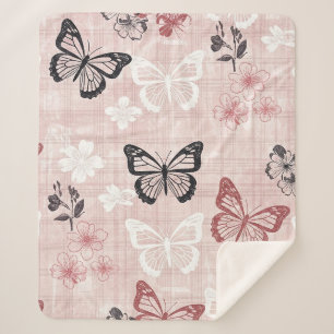 Klassiek botanisch vlinder toile patroon (1) sherpa deken