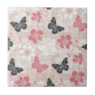 Klassiek botanisch vlinder toile patroon (3) tegeltje