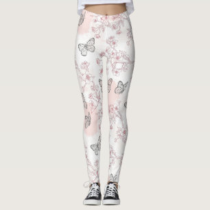 Klassiek botanisch vlinder toile patroon (8) leggings