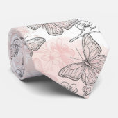 Klassiek botanisch vlinder toile patroon (8) stropdas (Opgerold)