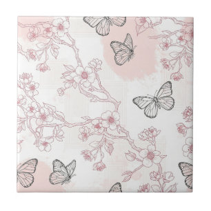 Klassiek botanisch vlinder toile patroon (8) tegeltje
