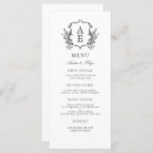 Klassiek  Botanische Bloemen Monogram Crest Menu (Voorkant / Achterkant)