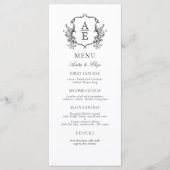 Klassiek Botanische Bloemen Monogram Crest Menu (Voorkant)