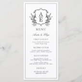 Klassiek Botanische Bloemen Monogram Crest Menu (Voorkant)