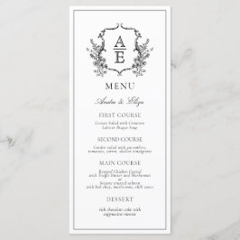 Klassiek  Botanische Bloemen Monogram Crest Menu