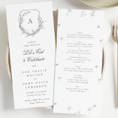 Klassiek botanische kuif monogram bruiloft menu
