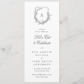 Klassiek  botanische kuif monogram bruiloft menu (Achterkant)