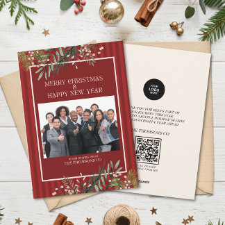 Klassiek Bourgondië Loof Kerstmis Zakelijk Feestdagenkaart