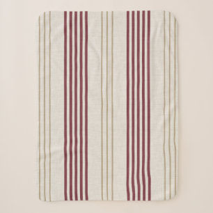 Klassiek Bourgondië Rood Ticking Streeppatroon Sherpa Deken