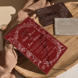 Klassiek Bourgondisch Bloemig Boho Botanisch Huwel Kaart