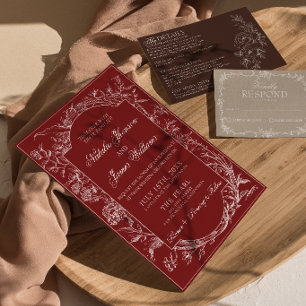 Klassiek Bourgondisch Bloemig Boho Botanisch Huwel Kaart