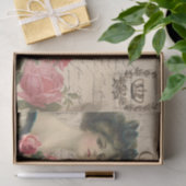 Klassiek Briefkaart/Victoriaans dame met Rozen Tissuepapier (Geschenk)