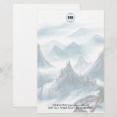 Klassiek Briefpapier met Blauwe Witte Bergen Uitzi (Voorkant / Achterkant)