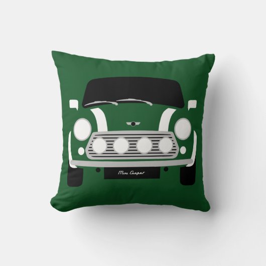 Klassiek Brits Racing Green Austin Mini Cooper Kussen (Voorkant)